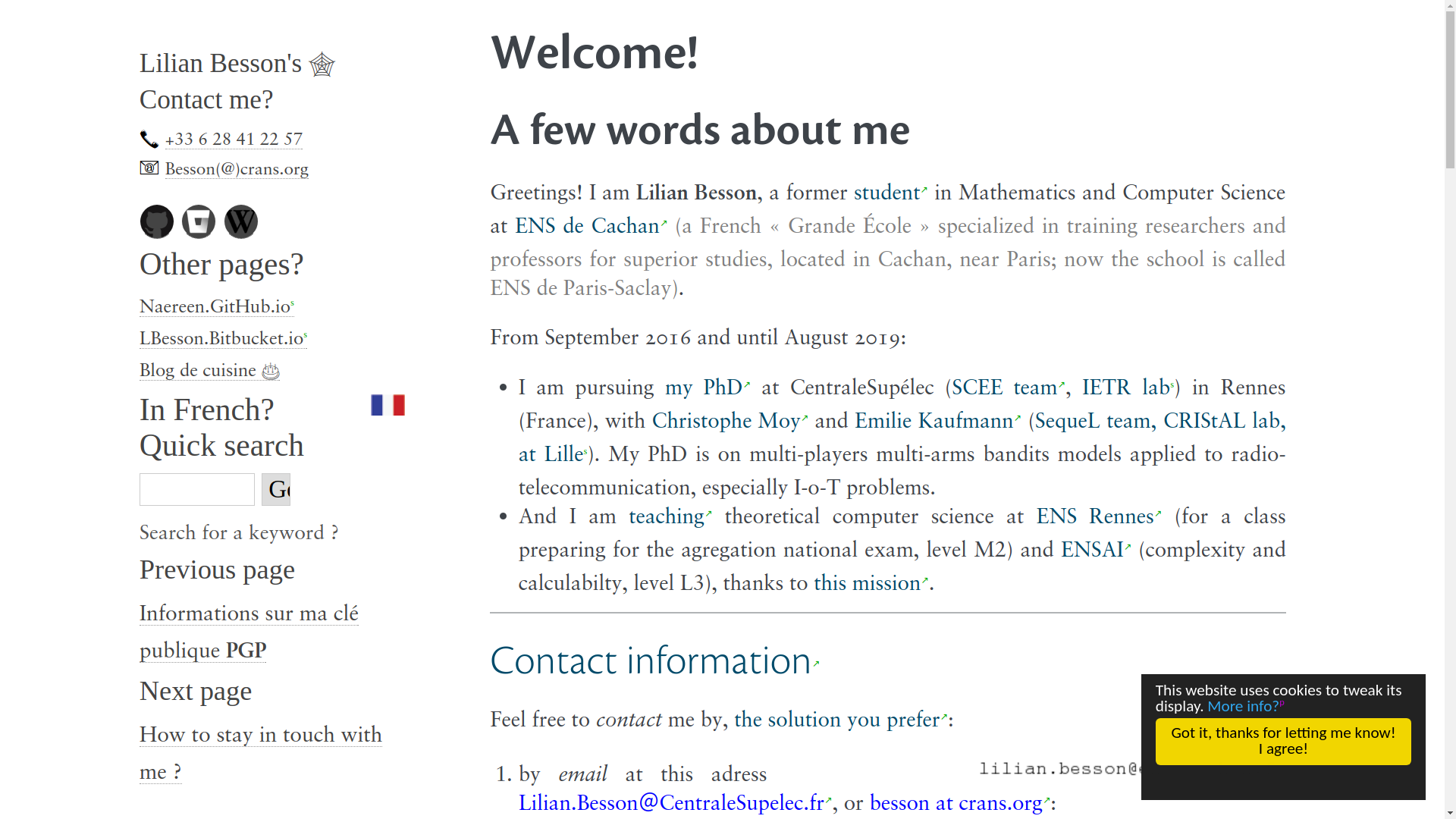 Screenshot demo of my web pages in English (1/2)