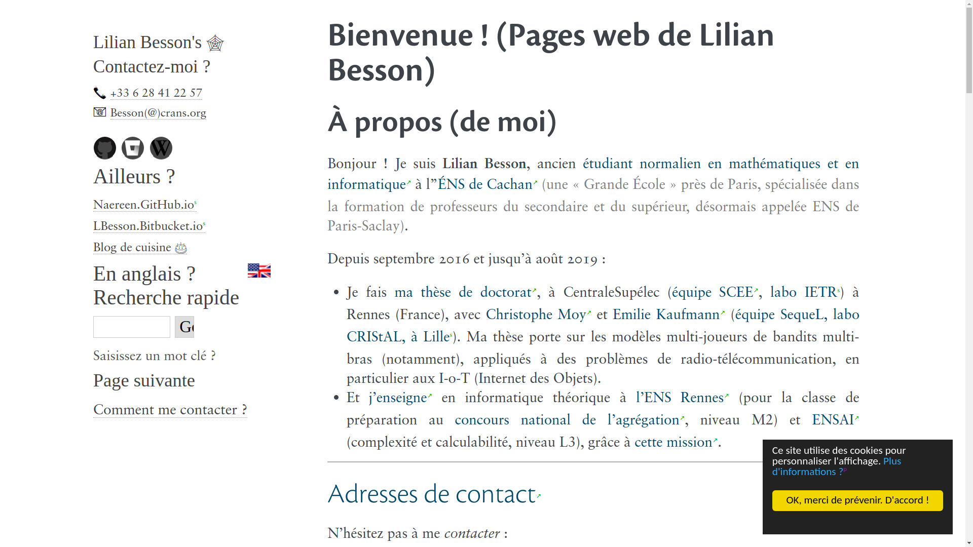 Screenshot demo of my web pages in French (2/2)