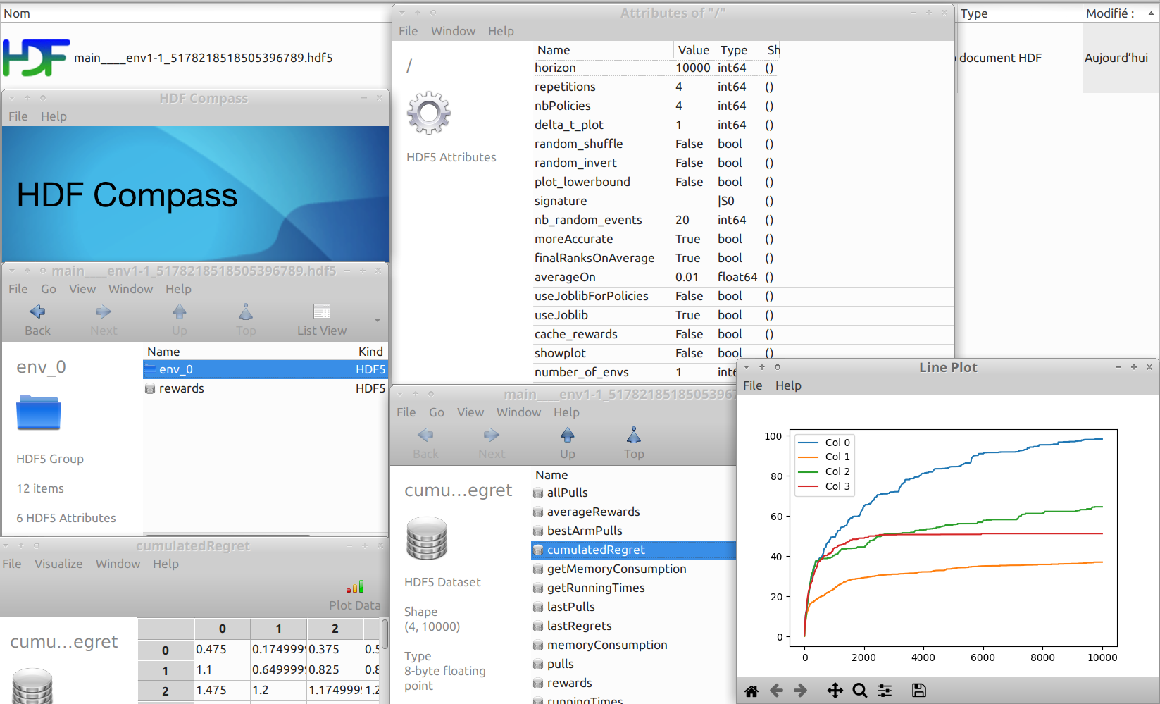 Example of exploring this 'example.hdf5' file using HDFCompass